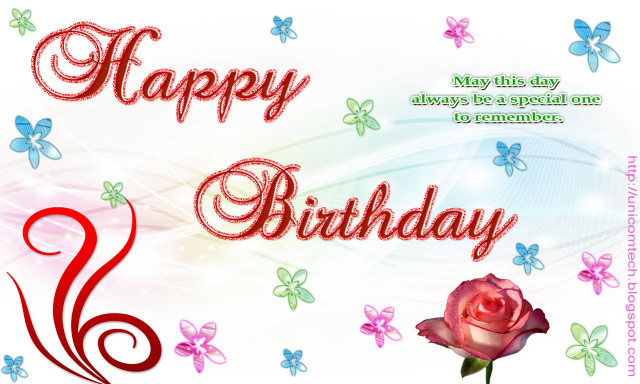 Happy birthday card rose butterflies free wallpaper - medium preview image