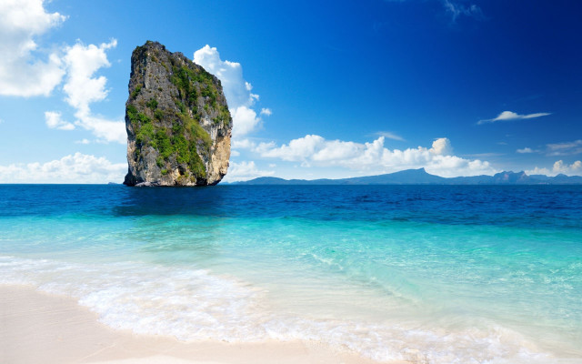 Rock ocean beach waves blue free wallpaper - medium preview image