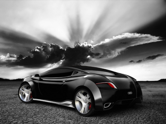 Black white sports car desert #2 free wallpaper for desktop - medium preview image