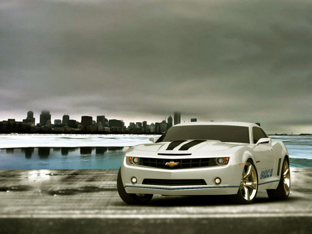 White car ocean city skyline free wallpaper - medium preview image