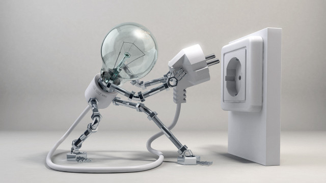 Robot holding light bulb wall free wallpaper - medium preview image