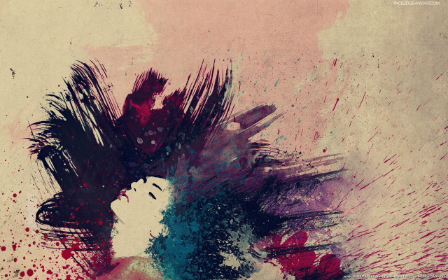 Person flower spray paint effect free wallpaper - medium preview image