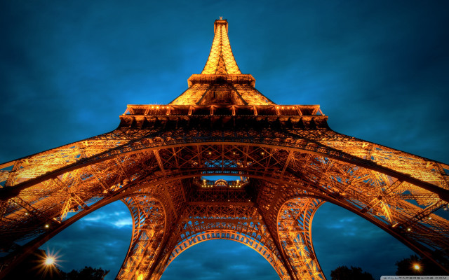 Eiffel tower night blue sky free wallpaper - medium preview image