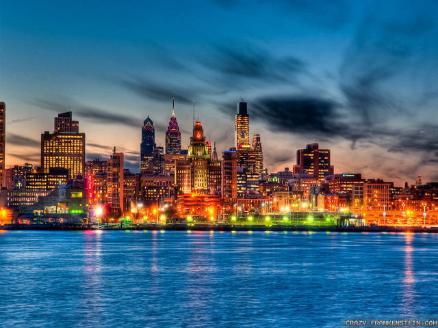 City skyline lake night lights #6 free wallpaper - medium preview image