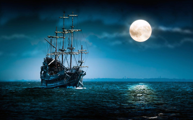 Ship ocean full moon sailing #2 free wallpaper - medium preview image