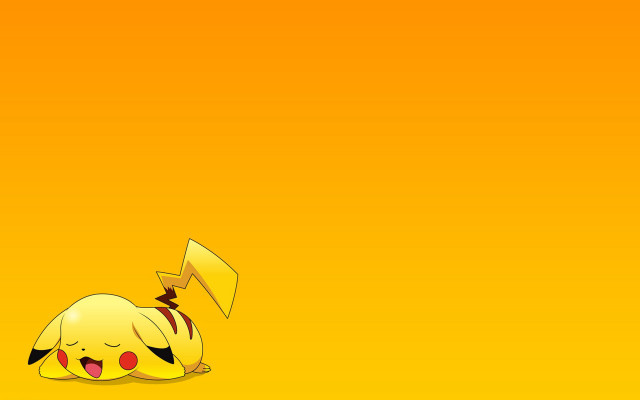 Pikachu laying yellow background yellow free wallpaper - medium preview image