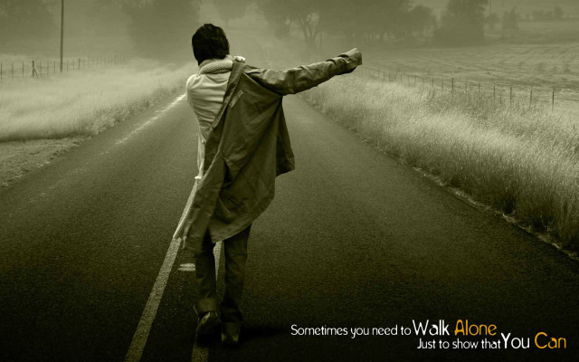 Man walking road jacket hand #2 free wallpaper - medium preview image