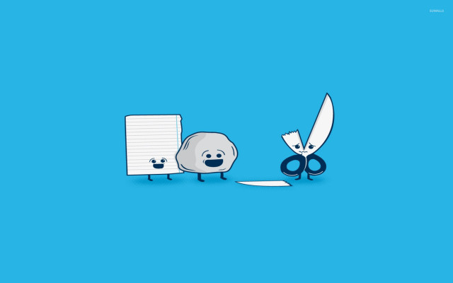 Cartoon character cutting paper scissors free wallpaper - medium preview image