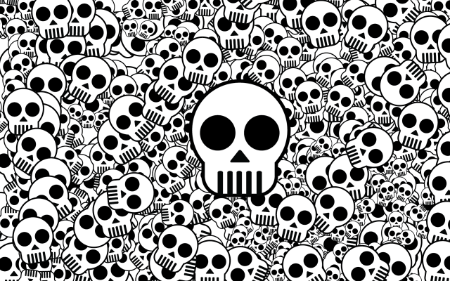 Skulls flowers black white background free wallpaper - medium preview image