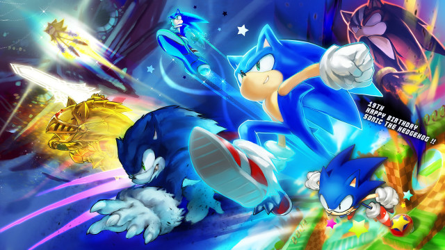 Cartoon sonic character rocket background free wallpaper - medium preview image