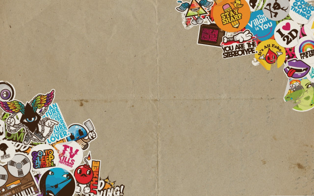 Stickers on paper and wall free wallpaper - medium preview image