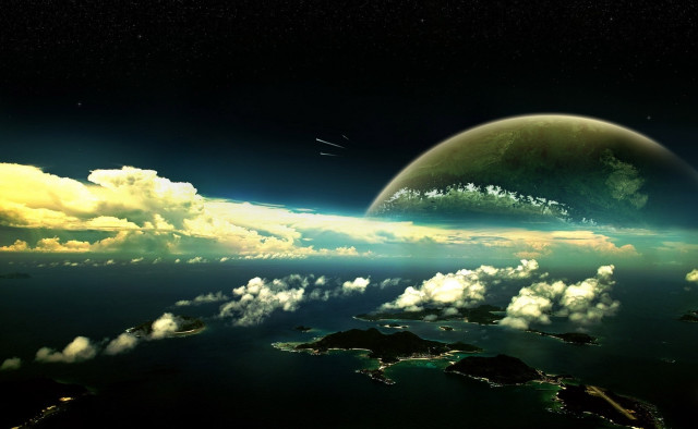 Planet clouds sky stars background free wallpaper - medium preview image