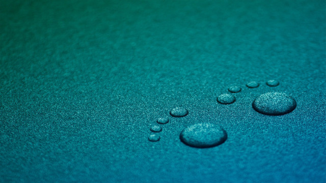 Water droplets blue surface green free wallpaper - medium preview image