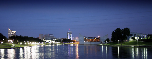 Water city night lights bridge free wallpaper - medium preview image