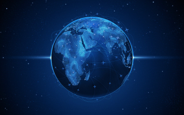 Blue earth network stars lines free wallpaper - medium preview image