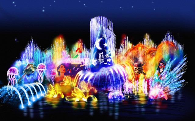 Colorful lights water fountain statue #2 free wallpaper - medium preview image