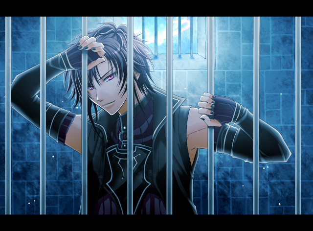 Man jail hands head behind free wallpaper - medium preview image