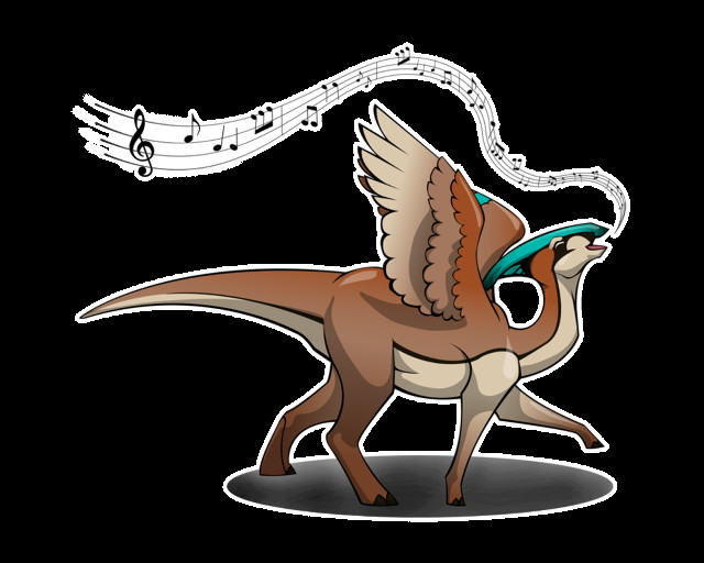 Dinosaur bird music notes back free wallpaper - medium preview image