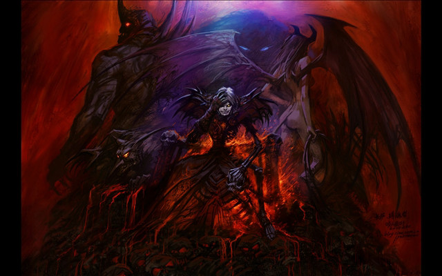 Demonic demon body wings back free wallpaper - medium preview image
