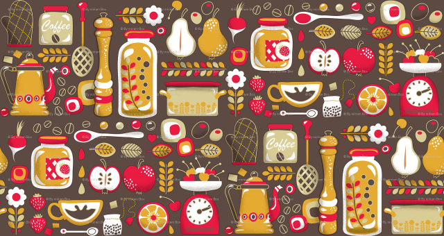 Coffee teapots pattern brown red free wallpaper - medium preview image