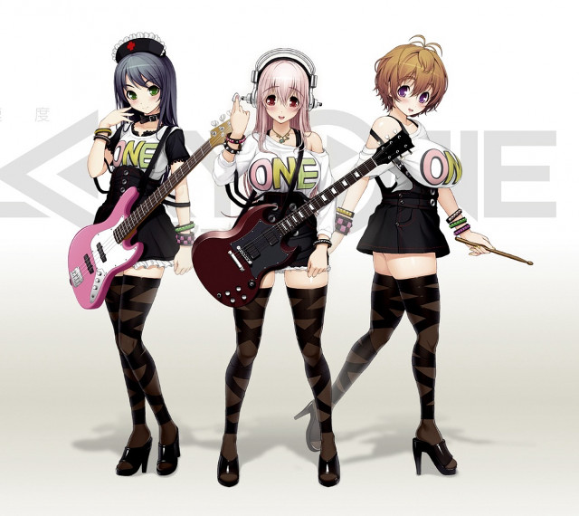 Anime girls headphones guitars music free wallpaper - medium preview image