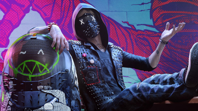 Man leather jacket mask bench free wallpaper - medium preview image