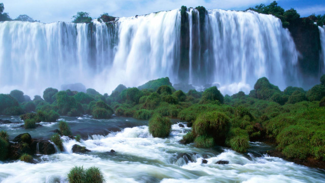 Large waterfall water flowing trees free wallpaper - medium preview image