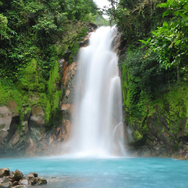 Waterfall blue pool forest nature free wallpaper - medium preview image
