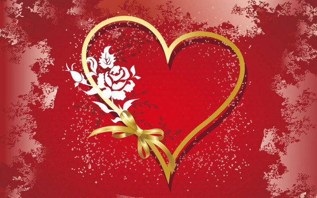 Heart gold ribbon flowers red free wallpaper - medium preview image