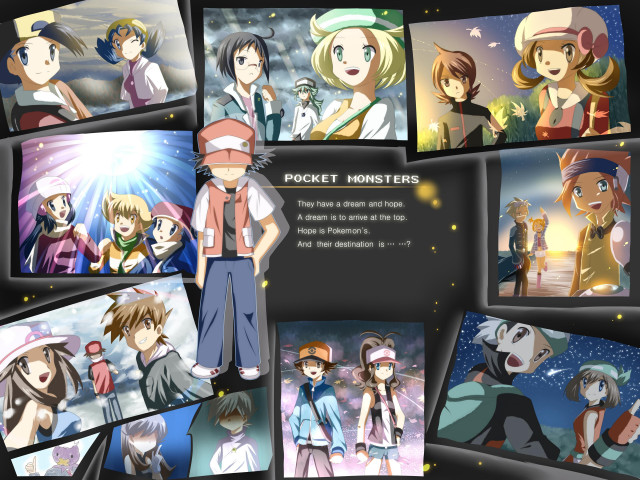 Anime collage pocket monsters characters free wallpaper - medium preview image