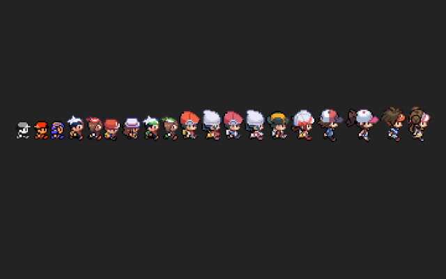 Pixel art colorful characters black free wallpaper - medium preview image