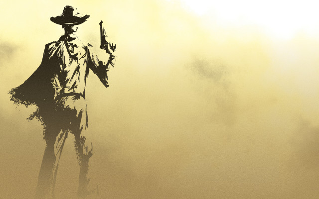 Silhouette man gun fog hat free wallpaper - medium preview image