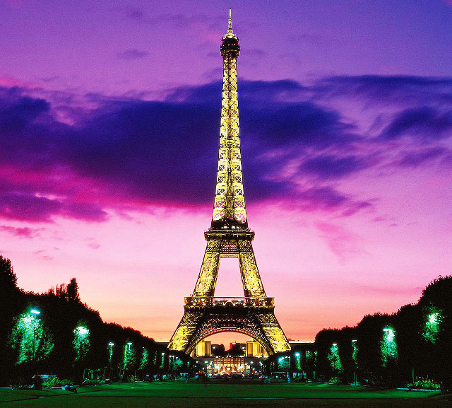 Eiffel tower night purple sky free wallpaper - medium preview image