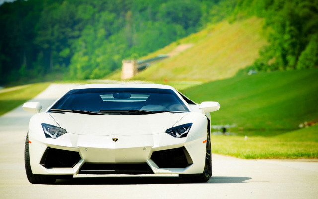 White sports car driving road #4 free wallpaper - medium preview image