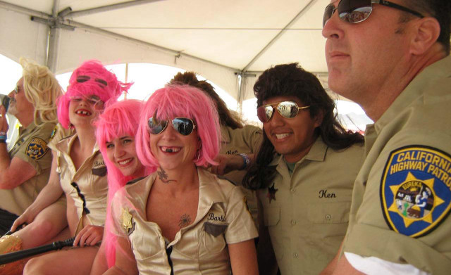 Pink hair sunglasses tent police free wallpaper - medium preview image