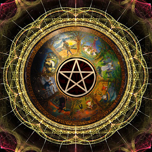 Pentagram star magic circle clock free wallpaper - medium preview image