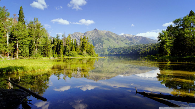Lake trees mountains sky clouds free wallpaper - medium preview image
