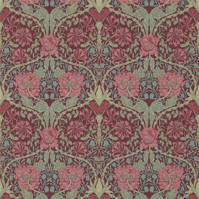 Red green floral pattern Annabel free wallpaper - medium preview image