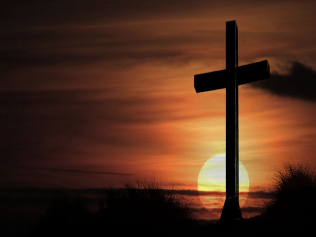 Cross silhouette sunset clouds sky free wallpaper - medium preview image
