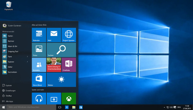 Start button highlighted windows10 screenshot free wallpaper - medium preview image
