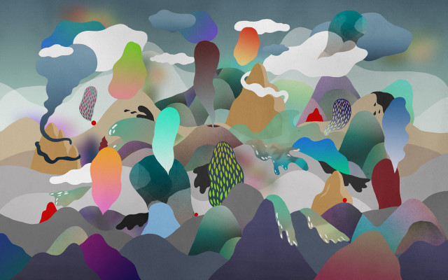 Birds flying sky mountains clouds free wallpaper - medium preview image