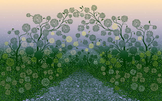 Forest road trees yellow sky #3 free wallpaper - medium preview image