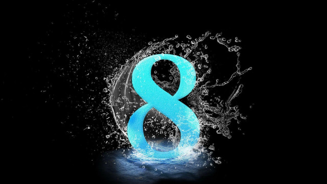 Blue eight splashing water black free wallpaper - medium preview image
