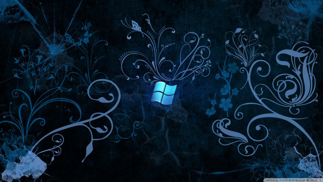 Blue wall window flower design free wallpaper - medium preview image