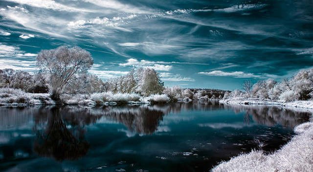 River trees cloudy sky nature free wallpaper - medium preview image