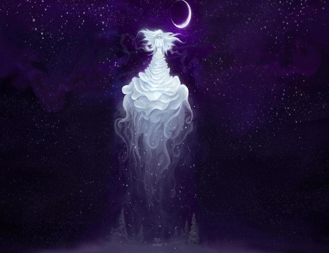 Woman night sky crescent standing free wallpaper - medium preview image