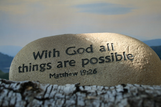 Stone bible verse tree stump free wallpaper - medium preview image