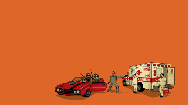 Red car red ambulance man free wallpaper - medium preview image