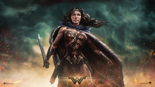 Woman wonder digital art burning free wallpaper for desktop - medium preview image