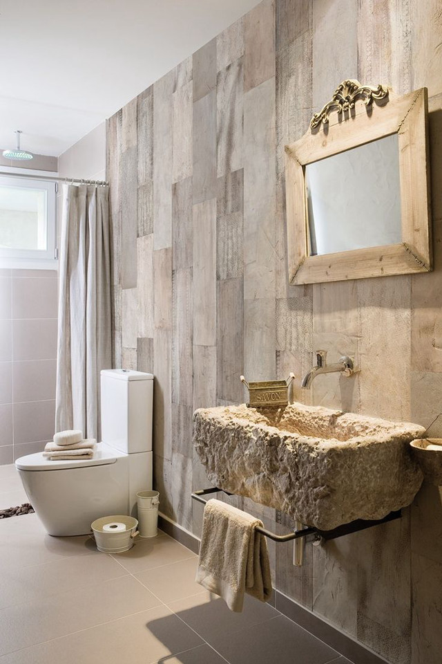 Bathroom stone sink toilet mirror free wallpaper - medium preview image